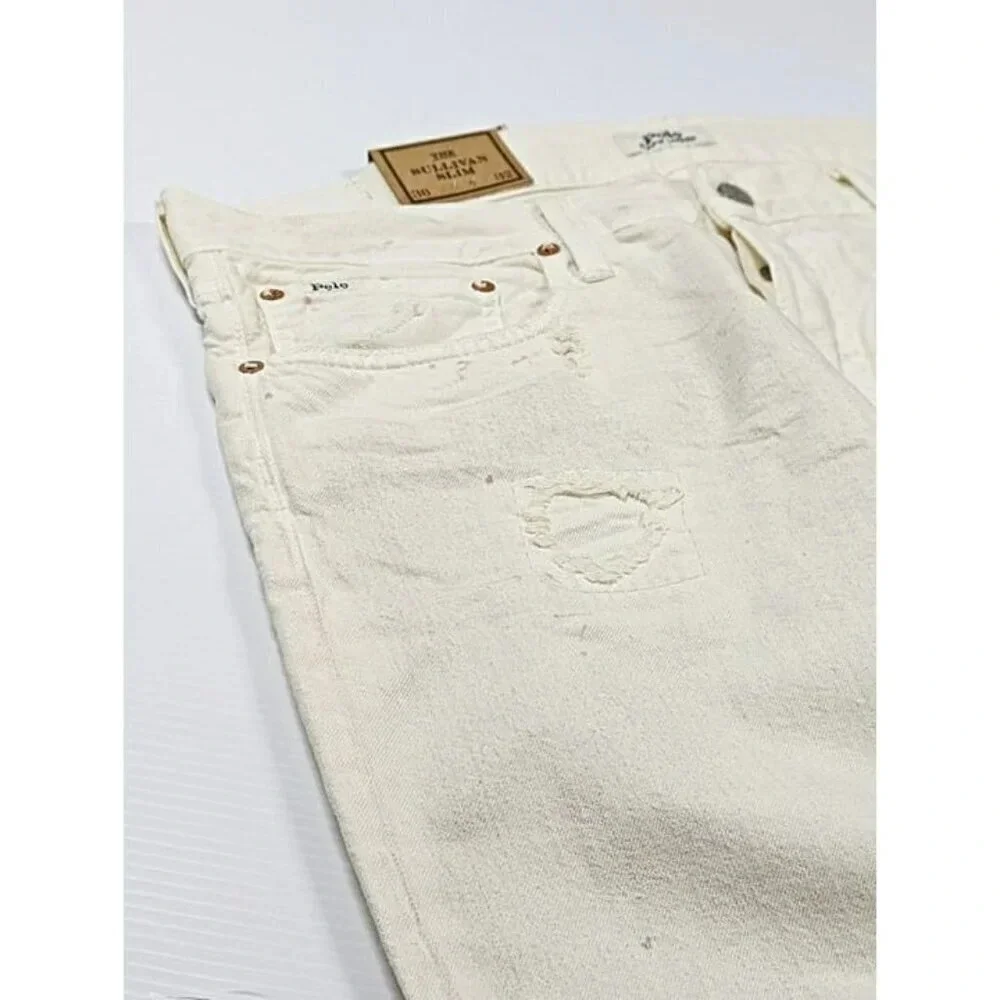 Polo Ralph Lauren Men's Sullivan Slim Distressed Jean White Size 36 (MSRP $198)